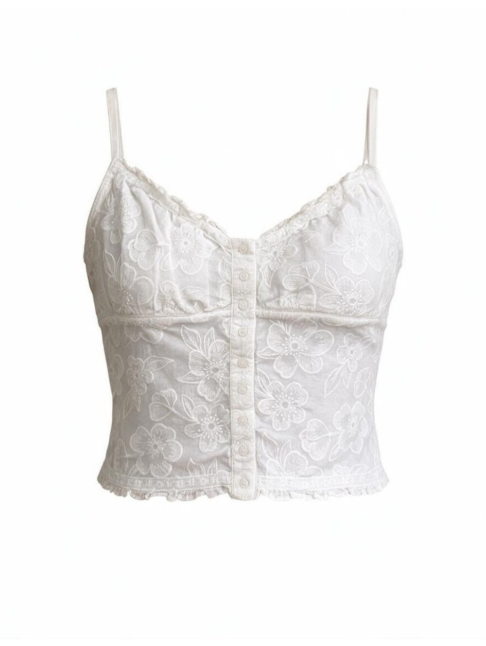 Aerie Off-Duty Floral Embroidered Cotton Tank Top - Size L